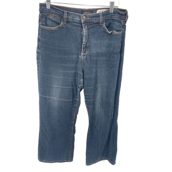 NYDJ Womens Straight Leg Jeans Mid Rise Stretch Medium Wash Blue 16P Petite - Picture 1 of 11